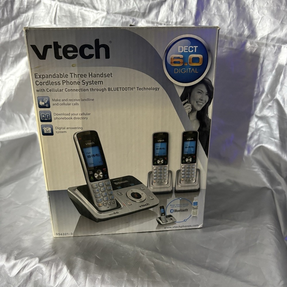 Vtech DS6321-3 Expandable Three Handset Cordless Phone System- NIB